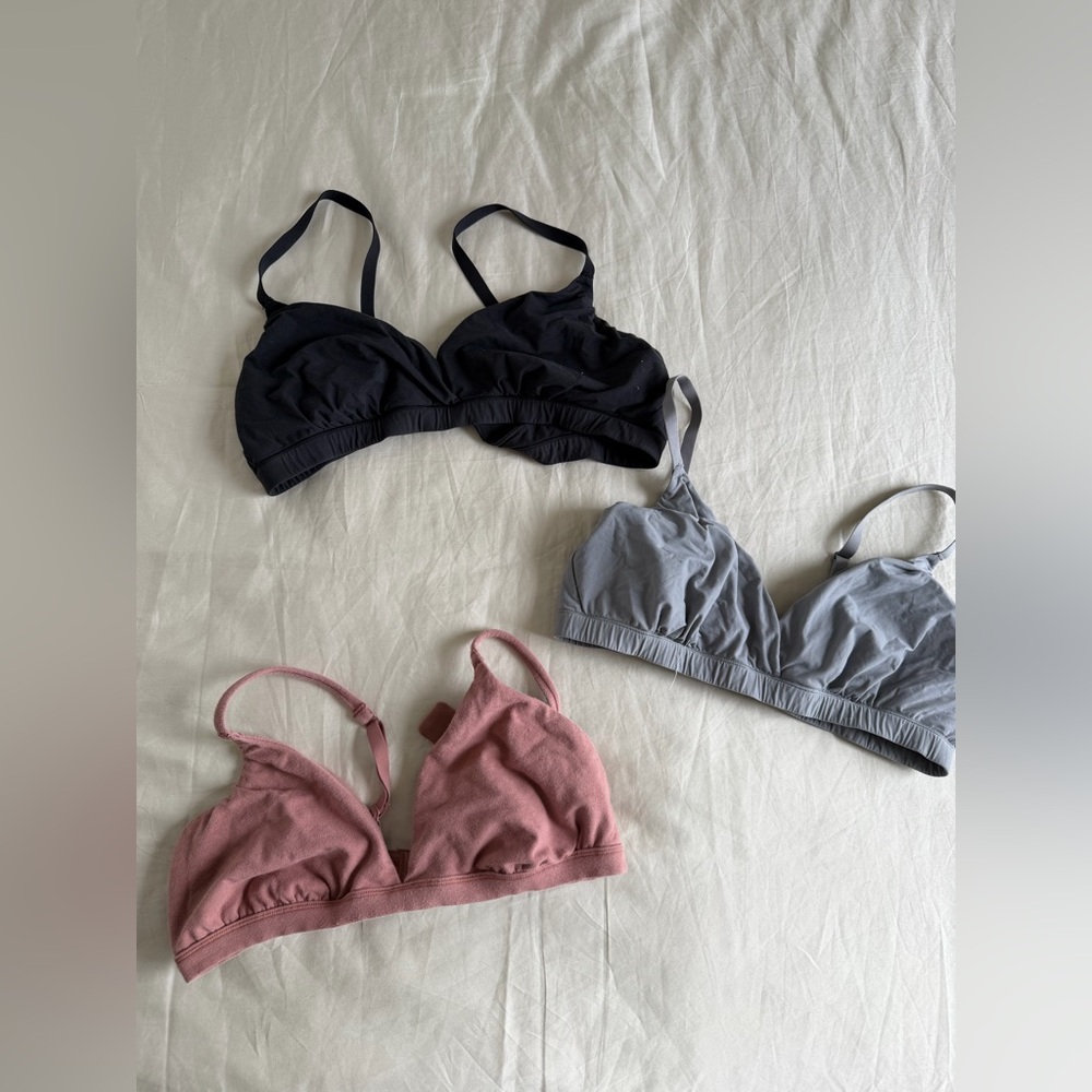 SKIMS Trio Bralette Set in Black, Gray, and Pink